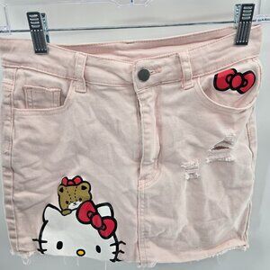 Shein X Hello Kitty and Friends Pink Distressed Juniors Mini Skirt Size Medium